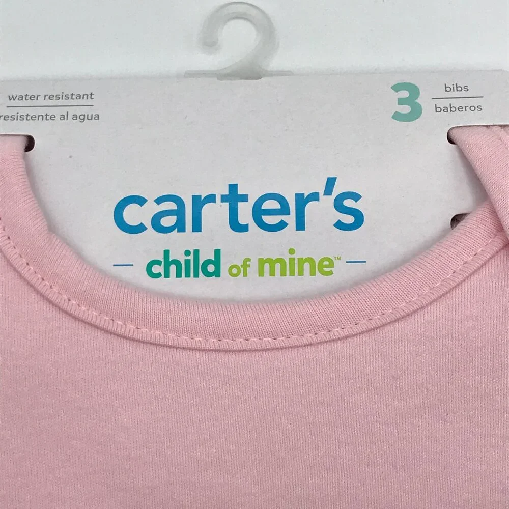 Carter's Child of Mine 3 Pack Water Resistant Snap Clasp Bibs NWT